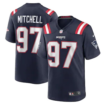 mens nike damarcus mitchell navy new england patriots game 